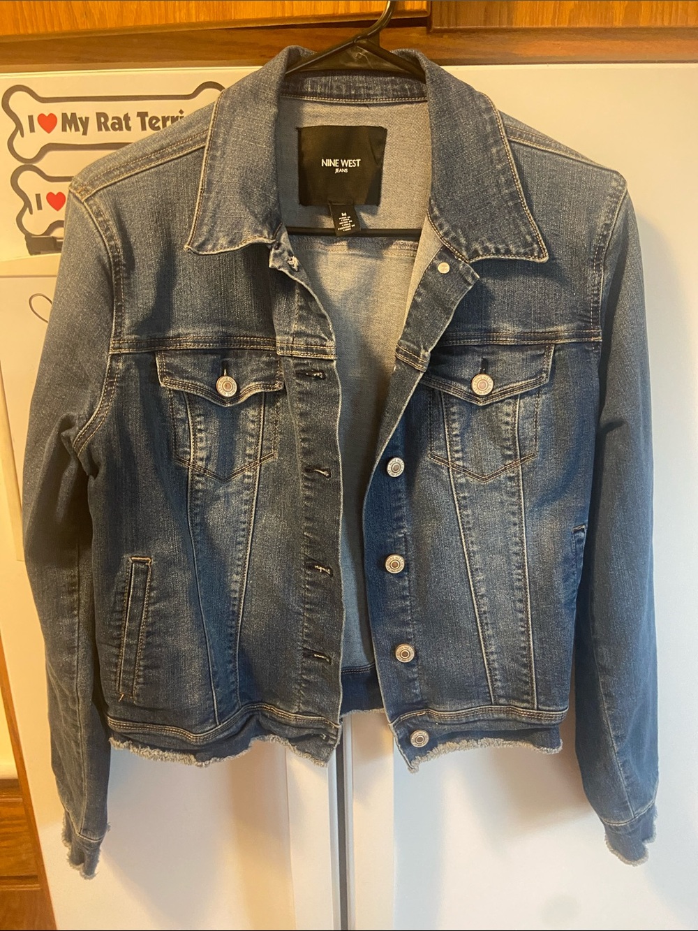 Nine West Distressed Blue Denim Jacket